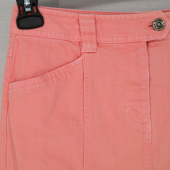 Talbots Skirt Petites 2P Salmon Pink Stretch Cotton Denim Jean Pockets Tiny Flaw - Picture 5 of 10